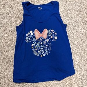 Disney Minnie Royal Blue Tank Top with Floral Heart and Pink Bow